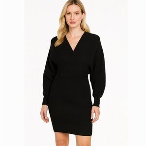 New with tags black Elegant Black  sweater Wrap Dress